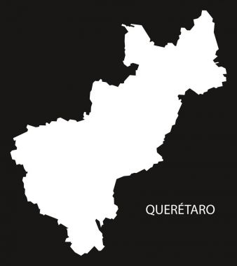 Queretaro Mexico Map black inverted silhouette clipart