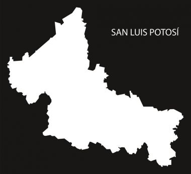 San Luis Potosi Meksika harita siyah siluet ters