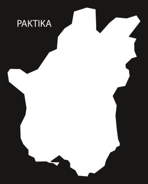 Paktika Afganistan harita siyah siluet illüstrasyon ters