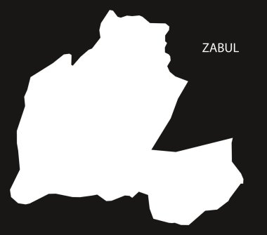 Zabul Afganistan harita siyah siluet illüstrasyon ters