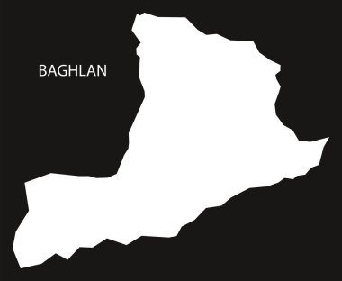 Baglan Afganistan harita siyah siluet illüstrasyon ters