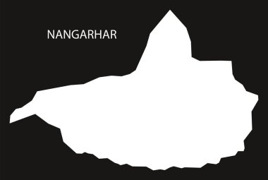Nangarhar Afganistan harita siyah siluet illüstrasyon ters