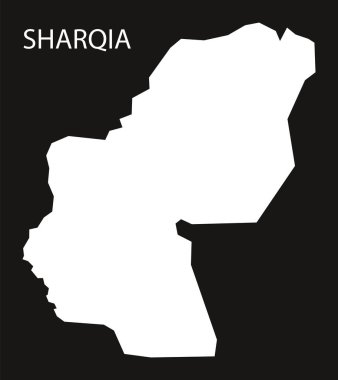 Siluet illüstrasyon Sharqia Mısır harita siyah ters