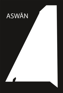 Aswan Mısır harita siyah siluet illüstrasyon ters