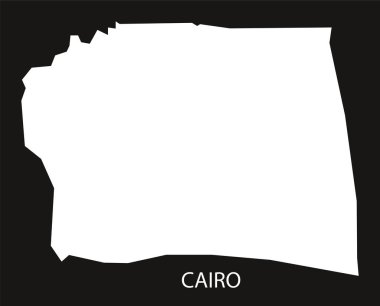 Cairo Mısır harita siyah siluet illüstrasyon ters