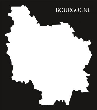 Bourgogne Fransa harita siyah ters siluet çizimi