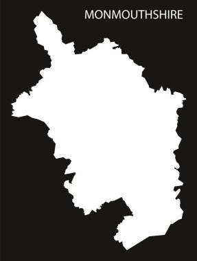 Monmouthshire Galler harita siyah siluet illüstrasyon ters