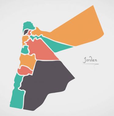 Birleşik ve modern yuvarlak şekiller ile Jordan harita