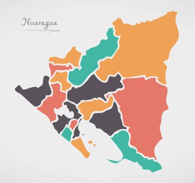 Nikaragua Haritası ülkeler ve modern yuvarlak şekiller