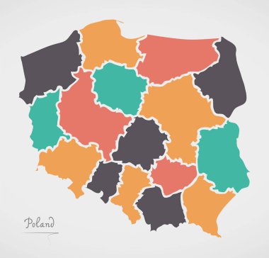 Polonya harita devletler ve modern yuvarlak şekiller