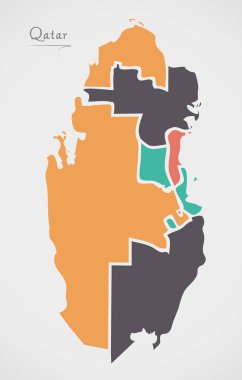 Katar harita devletler ve modern yuvarlak şekiller