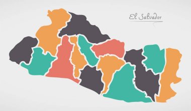 El Salvador Haritası ülkeler ve modern yuvarlak şekiller
