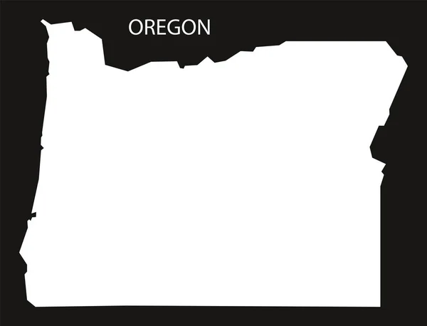 Oregon ABD harita siyah siluet ters — Stok Vektör