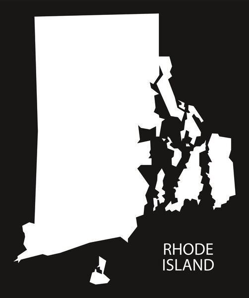 Rhode Island USA Map black inverted silhouette