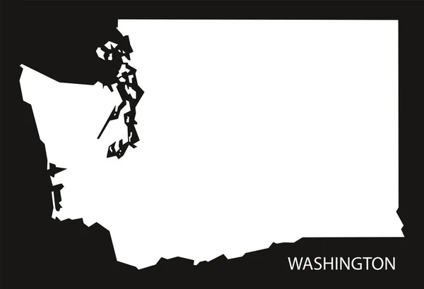 Washington ABD harita siyah siluet ters — Stok Vektör