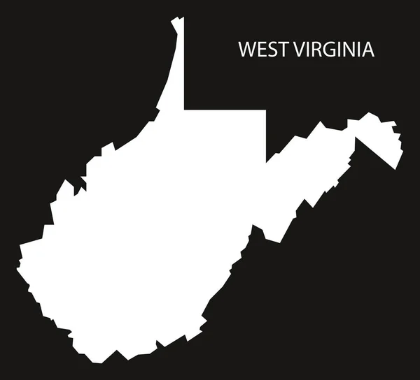 West Virginia Usa karta svart inverterad siluett — Stock vektor