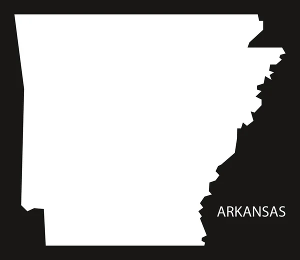 Arkansas Amerikai Egyesült Államok Térkép fekete fordított sziluett — Stock Vector