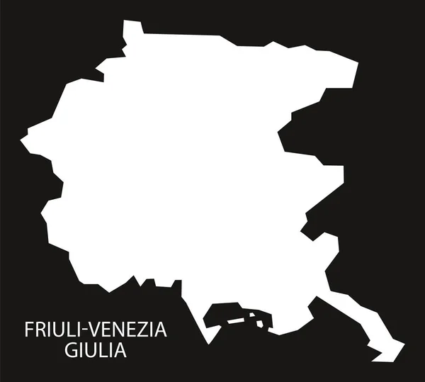 Frioul-Vénétie Julienne Italie Carte silhouette inversée noire — Image vectorielle