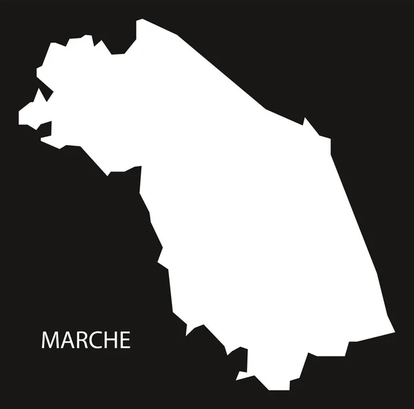Marche Italia Mapa silueta invertida negro — Archivo Imágenes Vectoriales
