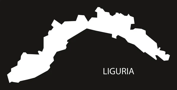 Liguria Mappa Italia silhouette nera rovesciata — Vettoriale Stock