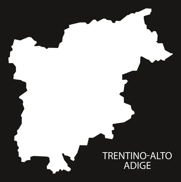 Trentin-Haut-Adige Italie Carte silhouette inversée noire — Image vectorielle