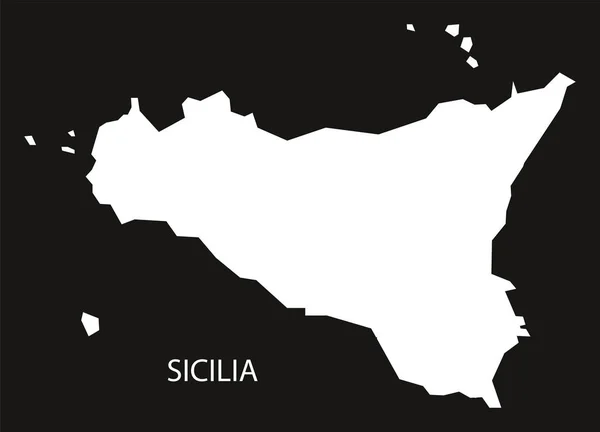 Sicilia italien map schwarz umgekehrte Silhouette — Stockvektor