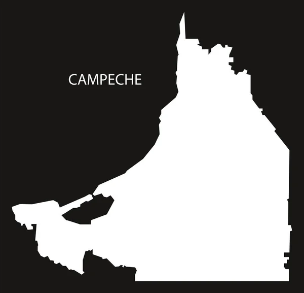 Campeche México Mapa silhueta invertida preta —  Vetores de Stock