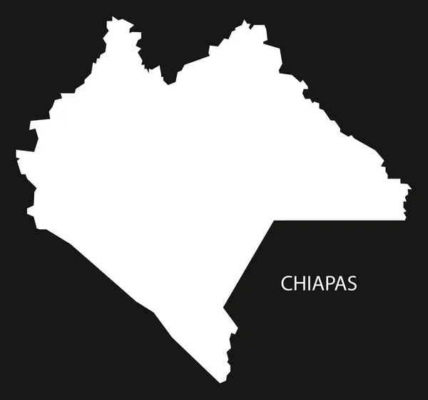 Chiapas México Mapa silueta invertida negra — Vector de stock