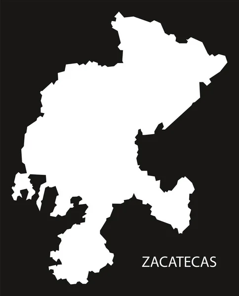 Zacatecas México Mapa silueta invertida negra — Archivo Imágenes Vectoriales