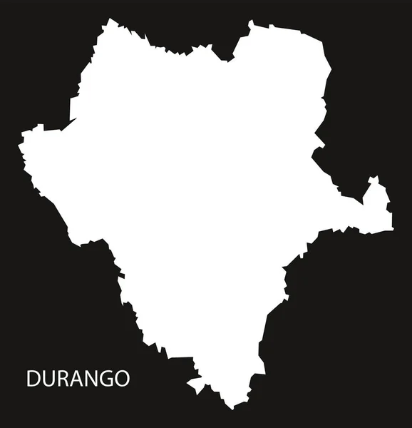 Mapa de Durango México silueta invertida negra — Vector de stock