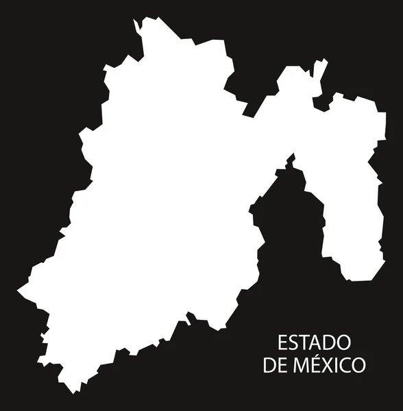 エスタード デ メキシコ地図黒反転シルエット — ストックベクタ