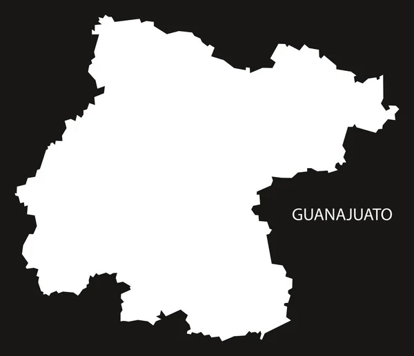 Guanajuato México Mapa silueta invertida negra — Vector de stock