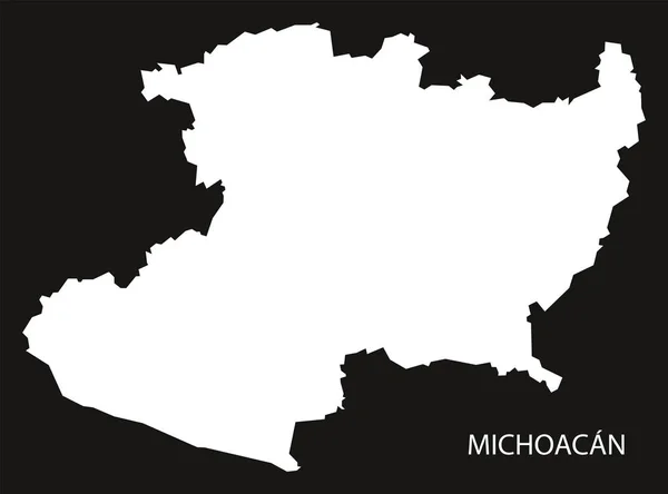 Michoacan Messico Mappa silhouette nera rovesciata — Vettoriale Stock
