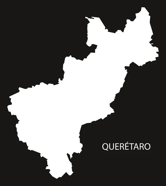 Querétaro México Mapa silueta invertida negra — Vector de stock