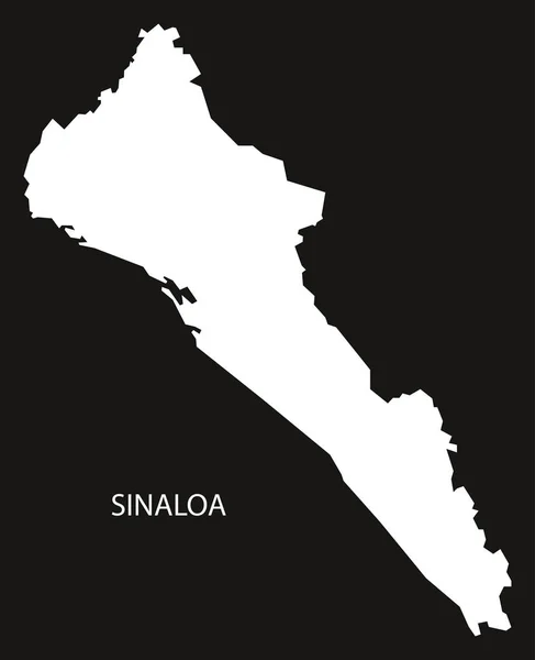 锡那罗亚州墨西哥地图黑倒剪影 — 图库矢量图片
