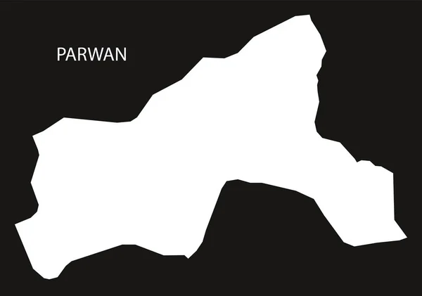 Parwan Afganistán mapa negro silueta invertida ilustración — Vector de stock