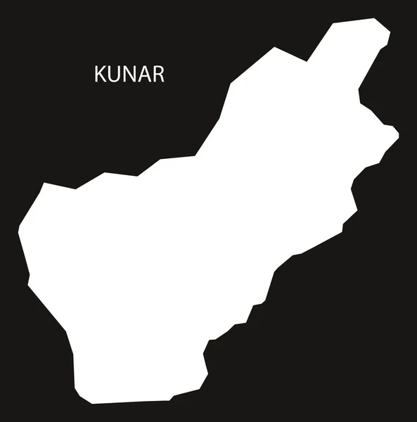 Peta Kunar Afghanistan ilustrasi siluet terbalik hitam - Stok Vektor