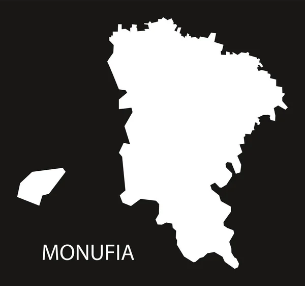 Monufia Egipto mapa negro silueta invertida ilustración — Vector de stock