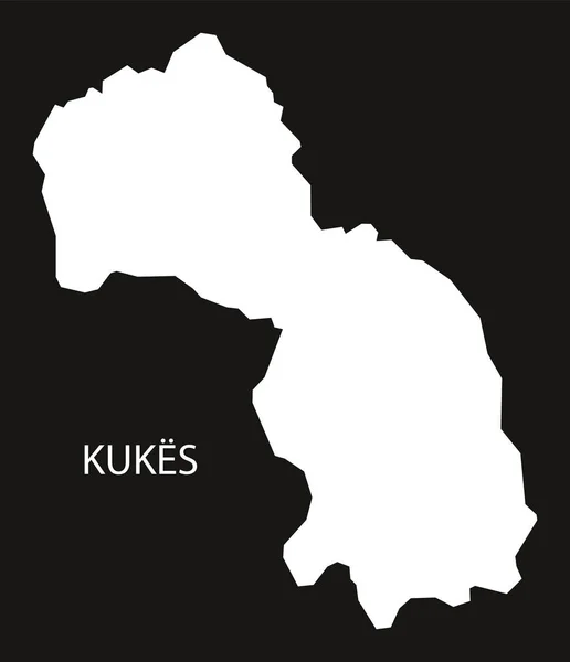 Kukes Albania mapa negro silueta invertida ilustración — Vector de stock