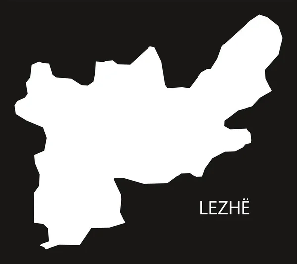 Lezhe Albania mapa negro silueta invertida ilustración — Vector de stock