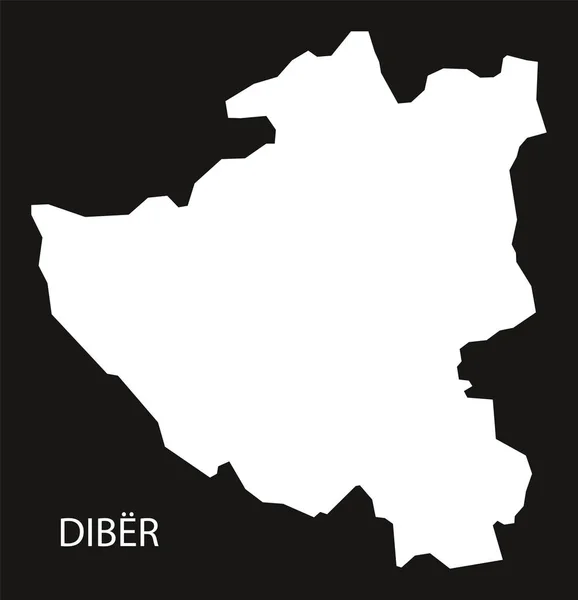 Diber Albania mapa negro silueta invertida ilustración — Vector de stock