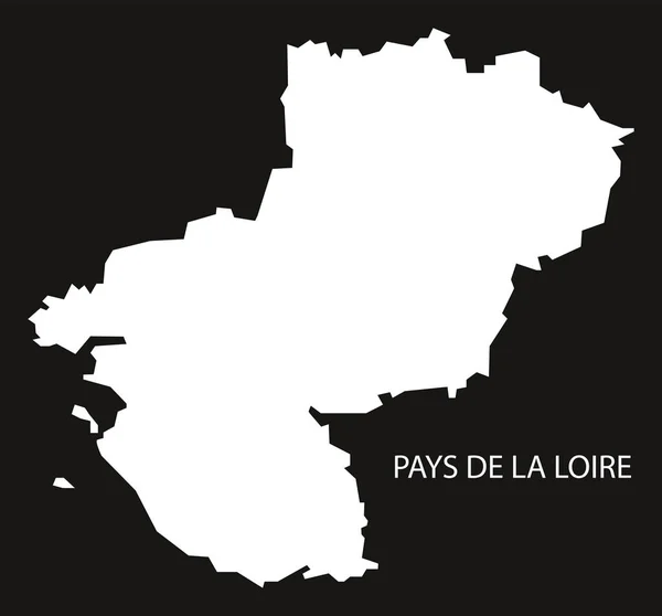 Pays de la Loire France map black inverted silhouette illustrati — Stock Vector