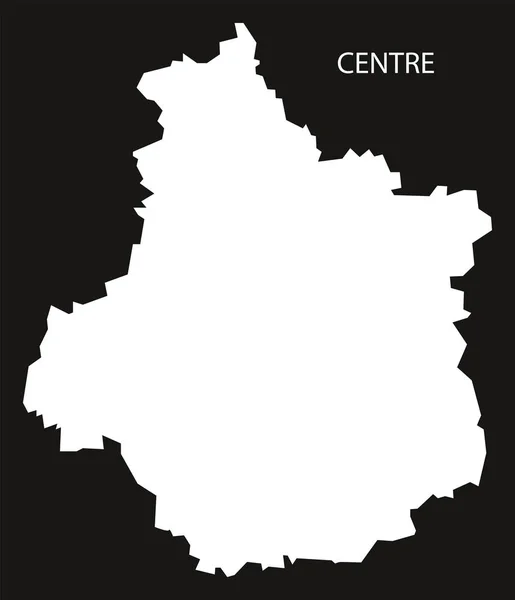 Centro de Francia mapa negro silueta invertida ilustración — Vector de stock