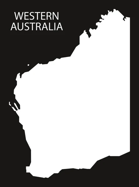 Australia Occidental mapa negro silueta invertida ilustración — Vector de stock