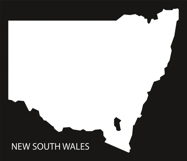 New South Wales Australia Mapa czarny odwrócony sylwetka illustra — Wektor stockowy