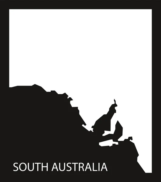 南澳大利亚地图黑色倒立的剪影图 — 图库矢量图片