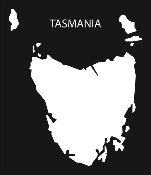 Tasmania Australia mappa nero rovesciato silhouette illustrazione — Vettoriale Stock