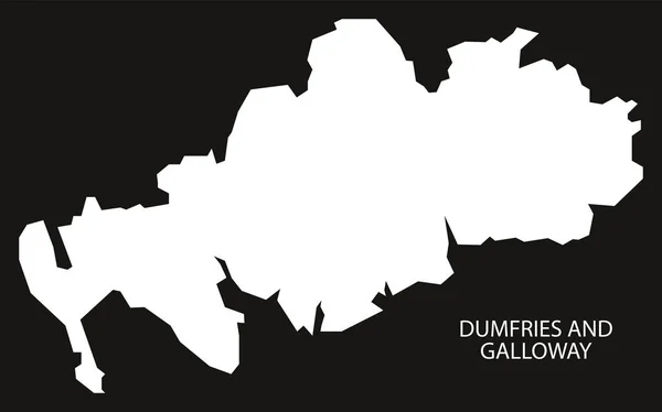 Dumfries e Galloway Scozia mappa nero rovesciato silhouette ill — Vettoriale Stock