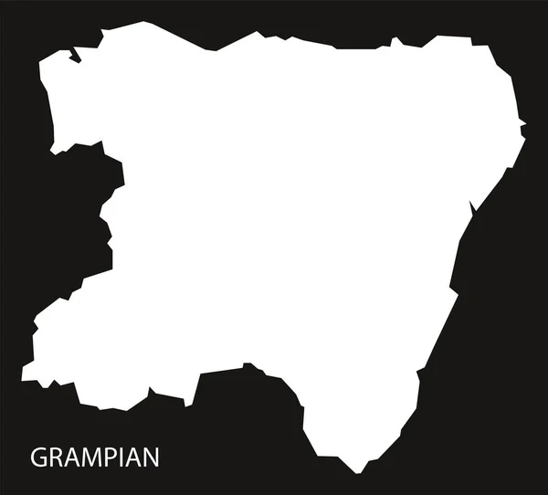 Grampian Skócia megjelenítése fekete fordított silhouette illusztráció — Stock Vector