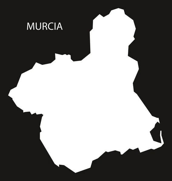 Mapa de Murcia España silueta invertida negra ilustración — Vector de stock